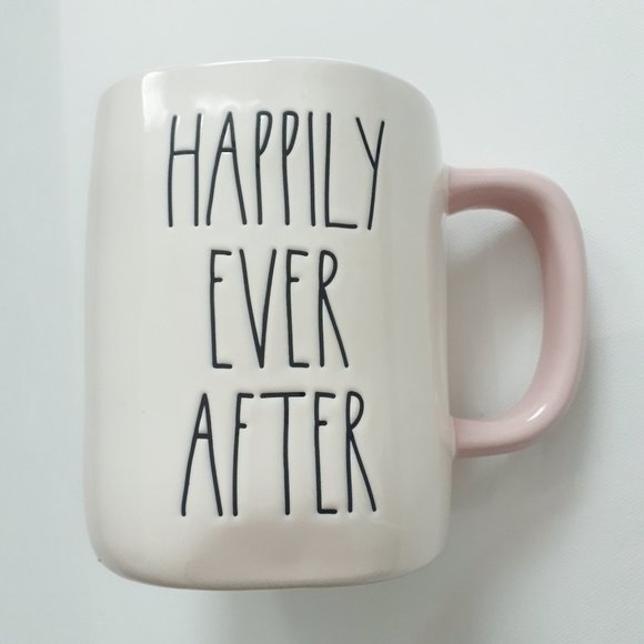 Rae Dunn Mug 'Happily Ever After' with Pink Interior and Handle - Picture 4 of 4